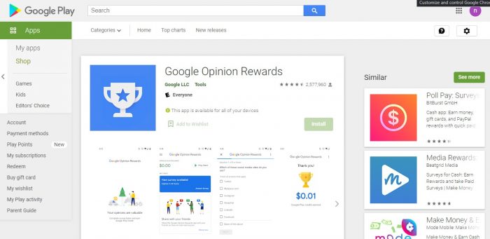 Opinion Rewards on Google
