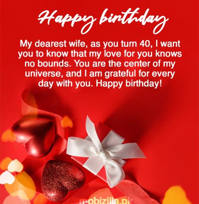 40th Birthday Wishes for Wife from Husband with Images