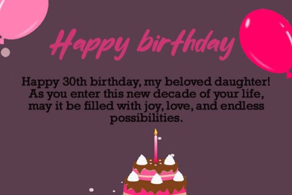 30th Birthday Wishes for Daughter with Images