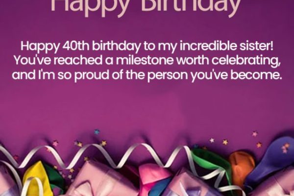 Best Happy 40th Birthday Wishes for Sister with Images