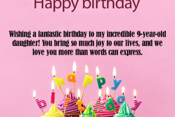 Best Happy 9th Birthday Wishes for Daughter with images